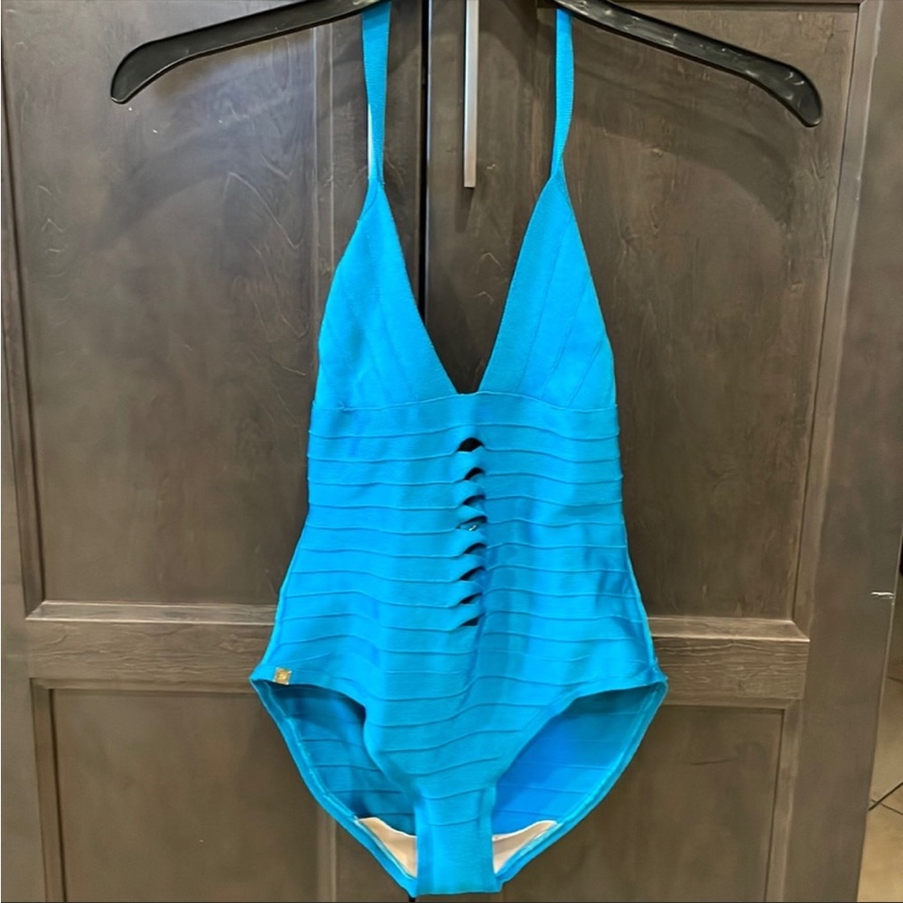 Hervé Leger Michelli Twist Detail Bandage Blue One Piece Swimsuit 🩱❤️ HL - Picture 6 of 12